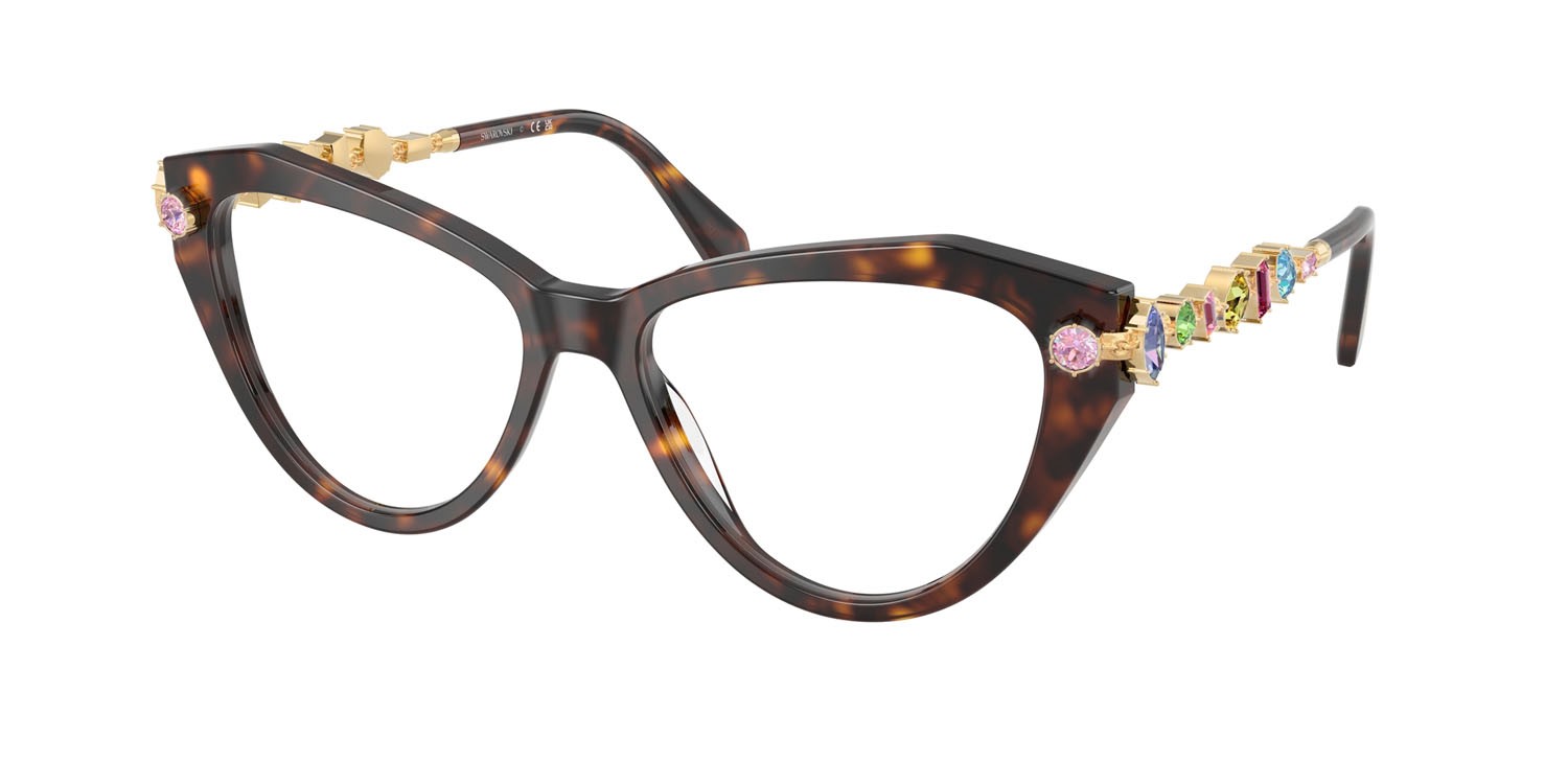 Eyeglasses Swarovski SK 2047 (1002) color havana shape cat eye lenses lente demo