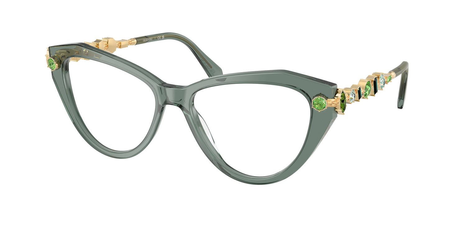 Eyeglasses Swarovski SK 2047 (1043) color verde trasparente shape cat eye lenses lente demo