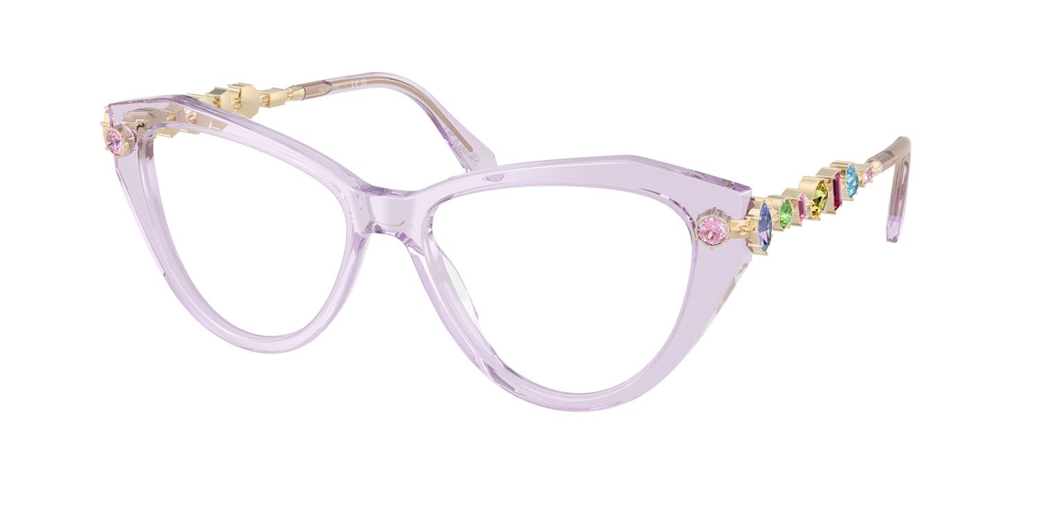 Eyeglasses Swarovski SK 2047 (1079) color lilla trasparente shape cat eye lenses lente demo
