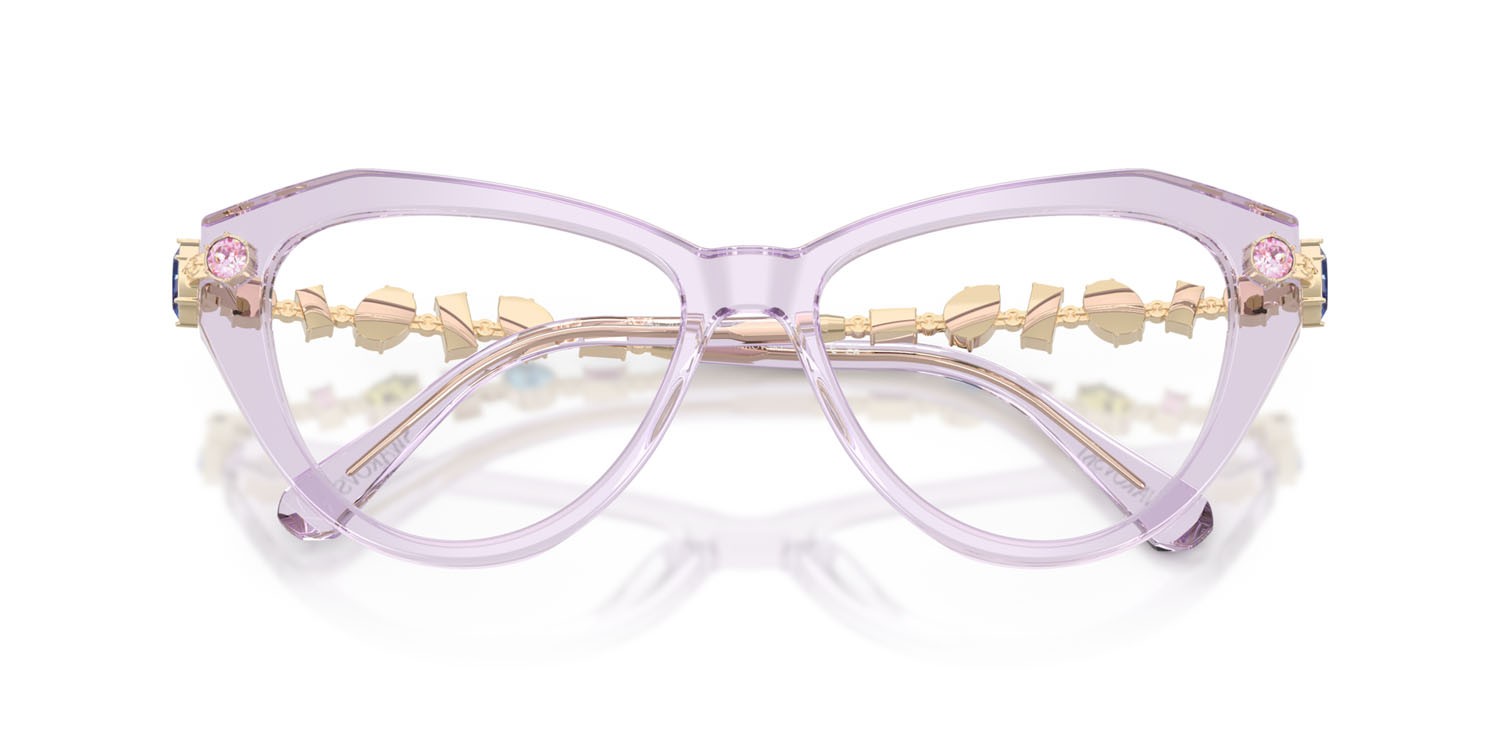 Eyeglasses Swarovski SK 2047 (1079) color lilla trasparente shape cat eye lenses lente demo