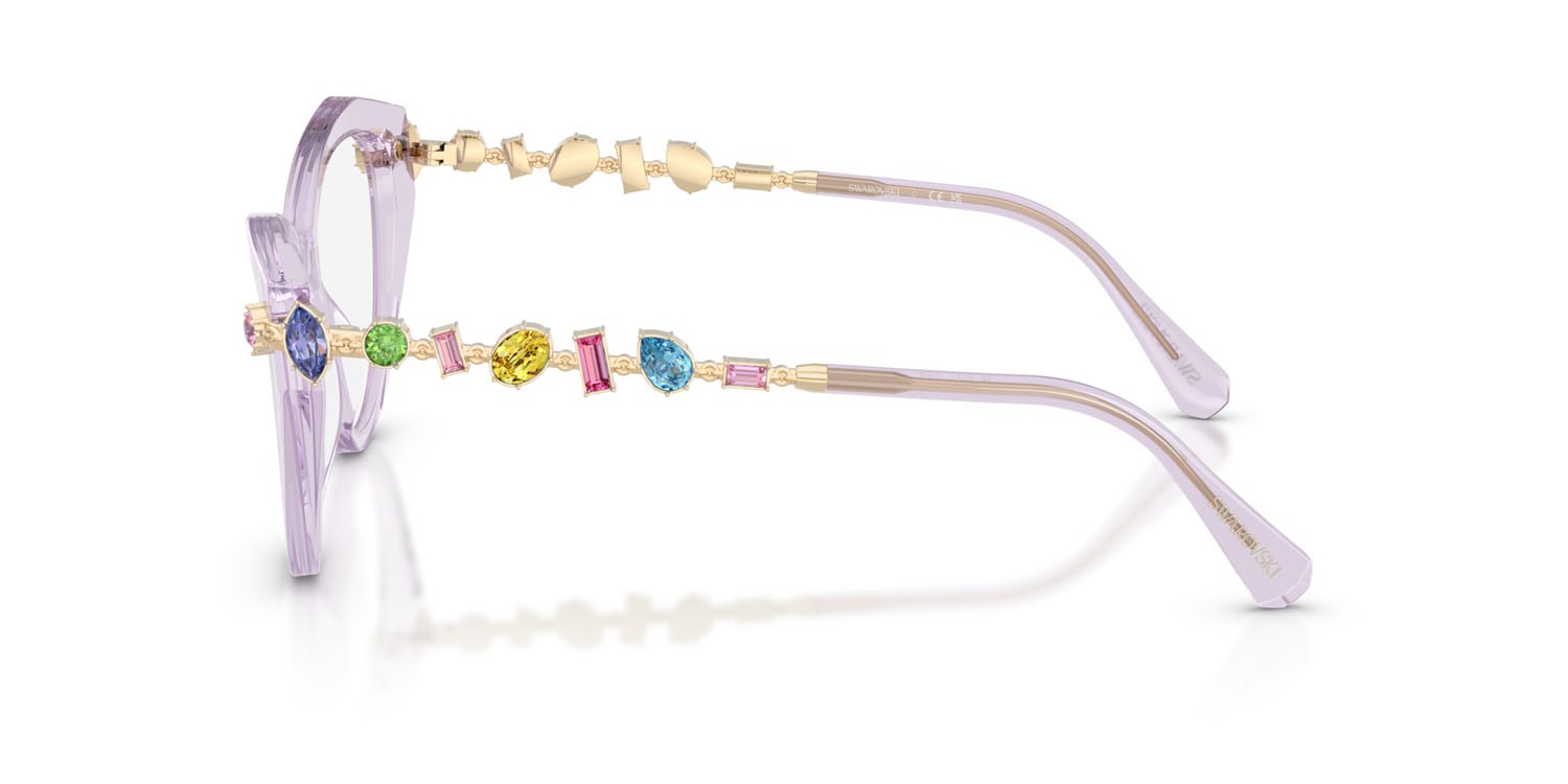 Eyeglasses Swarovski SK 2047 (1079) color lilla trasparente shape cat eye lenses lente demo