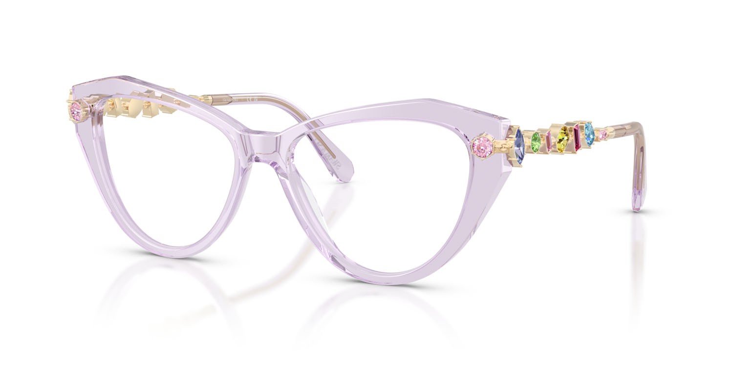 Eyeglasses Swarovski SK 2047 (1079) color lilla trasparente shape cat eye lenses lente demo