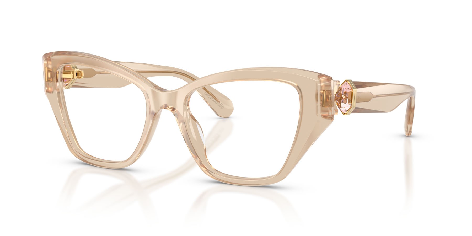 Eyeglasses Swarovski SK 2050U (1034) color beige perlaceo shape cat eye lenses lente demo