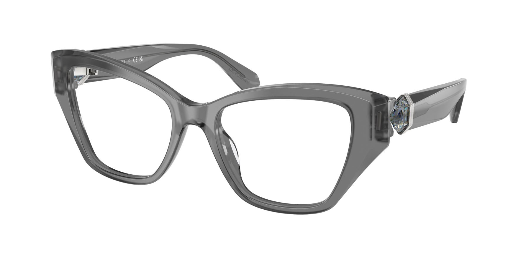 Occhiali da vista Swarovski SK 2050U (1072) colore grigio perlaceo forma cat eye lenti lente demo