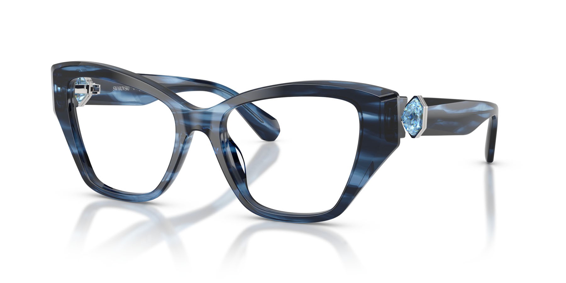 Eyeglasses Swarovski SK 2050U (1090) color striato blu shape cat eye lenses lente demo