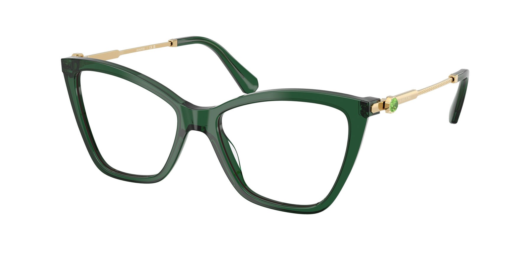 Eyeglasses Swarovski SK 2051 (1045) color verde trasparente shape cat eye lenses lente demo