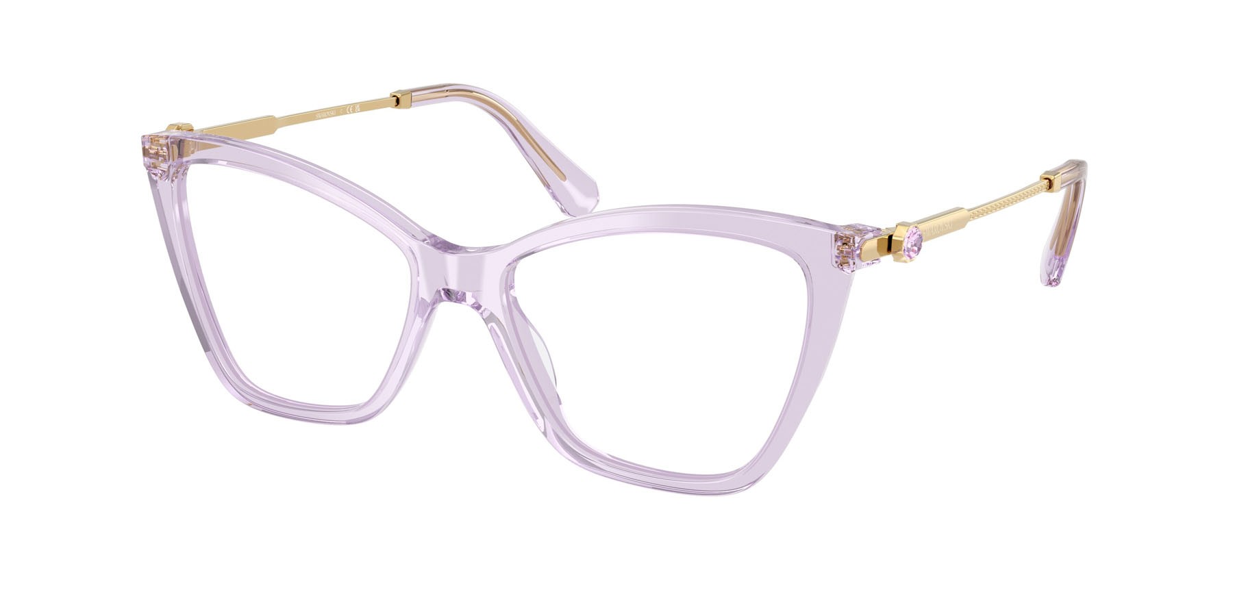 Eyeglasses Swarovski SK 2051 (1079) color lilla trasparente shape cat eye lenses lente demo