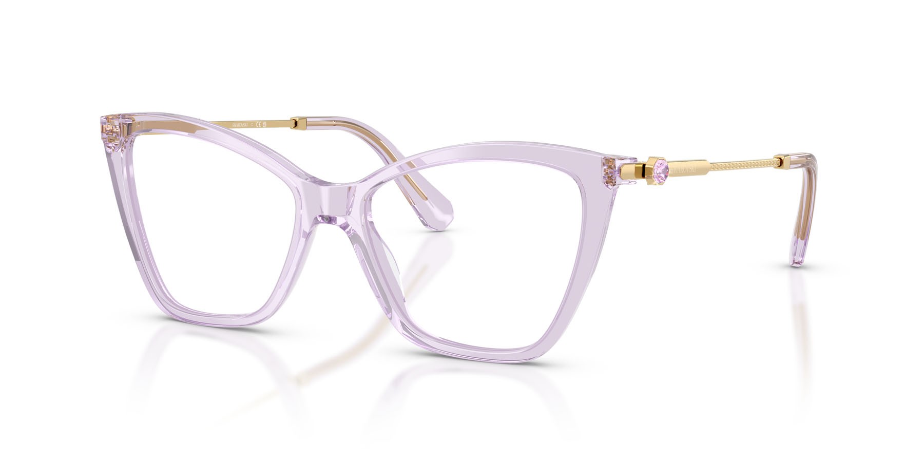 Eyeglasses Swarovski SK 2051 (1079) color lilla trasparente shape cat eye lenses lente demo