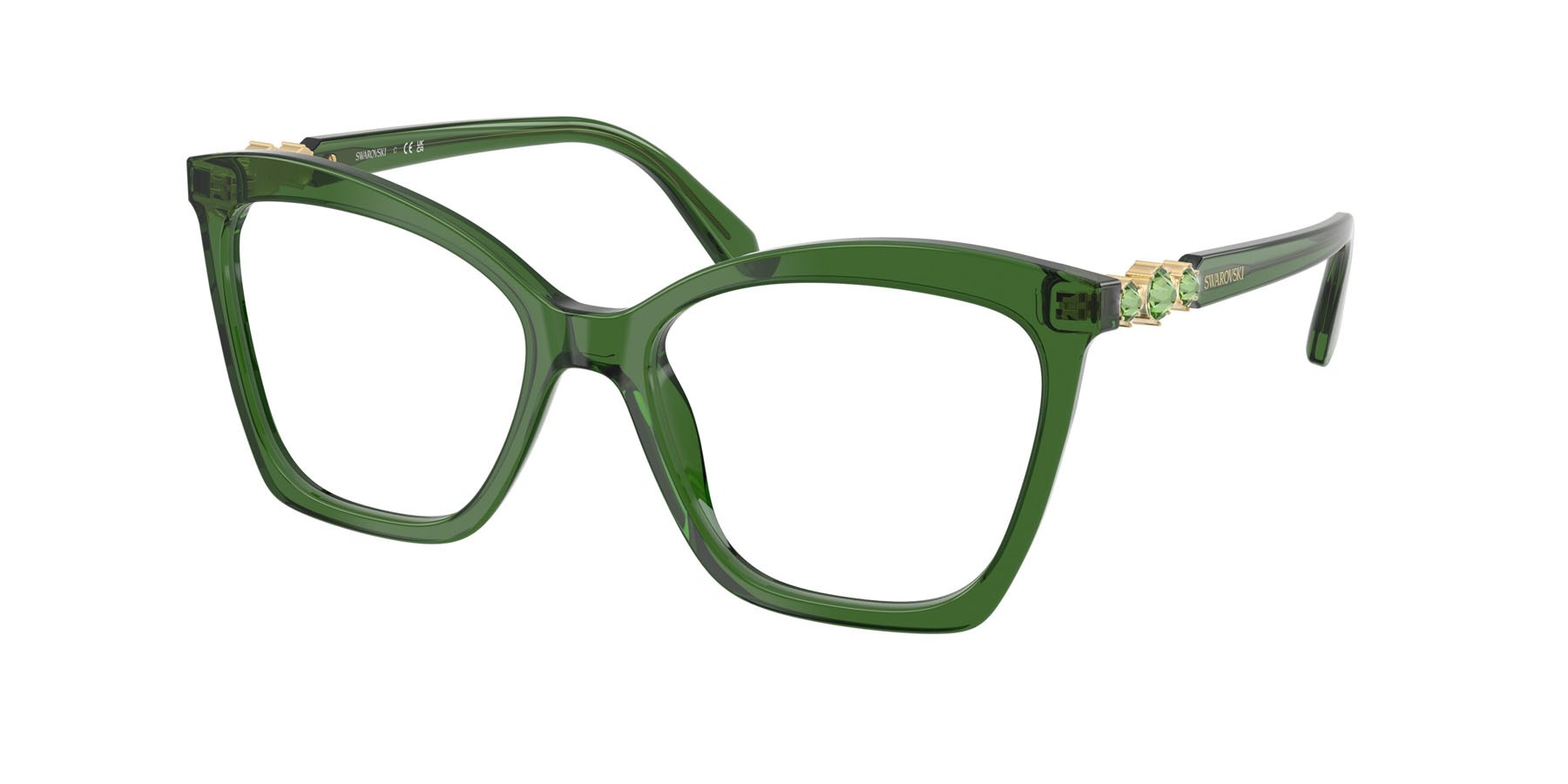 Eyeglasses Swarovski SK 2053 (1081) color verde perlaceo shape cat eye lenses lente demo