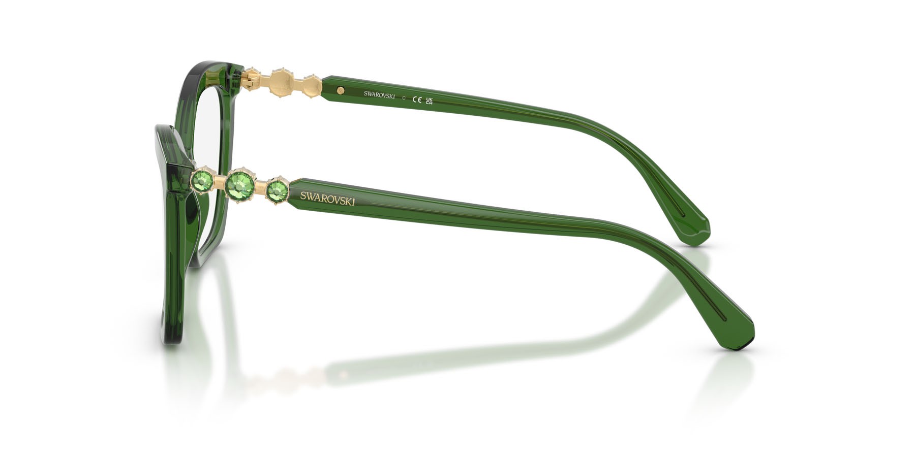 Eyeglasses Swarovski SK 2053 (1081) color verde perlaceo shape cat eye lenses lente demo