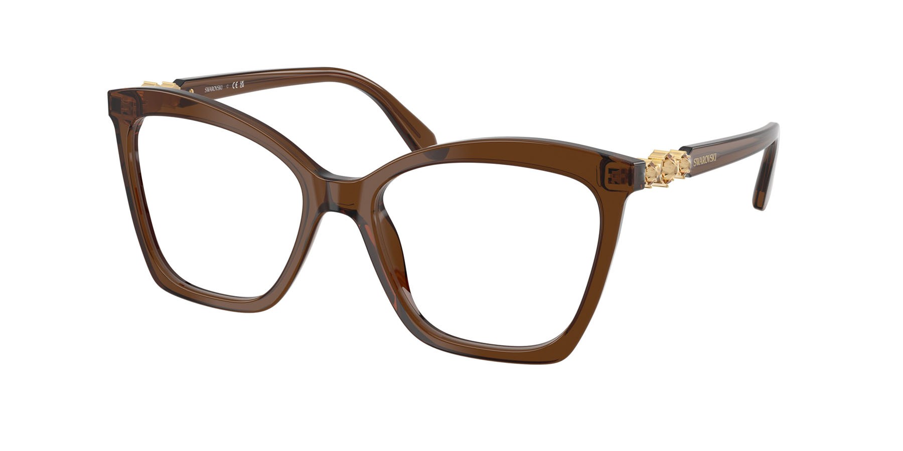 Eyeglasses Swarovski SK 2053 (1084) color marrone trasparente shape cat eye lenses lente demo