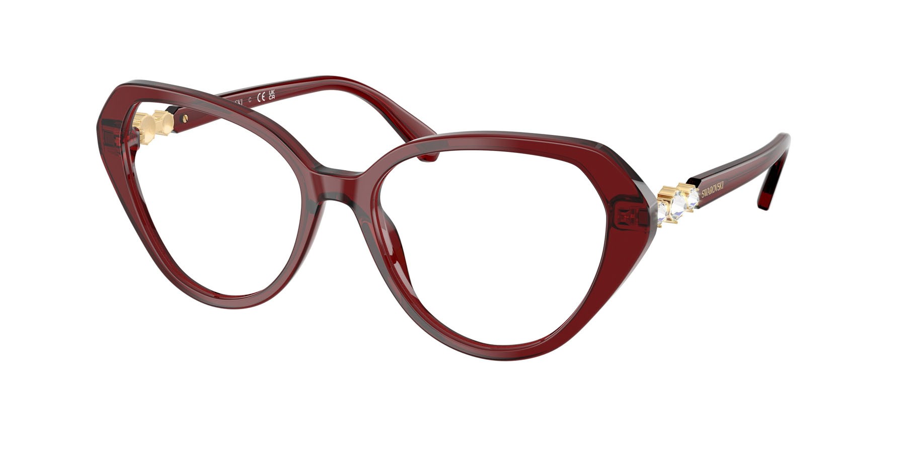 Eyeglasses Swarovski SK 2054 (1073) color borgogna trasparente shape cat eye lenses lente demo