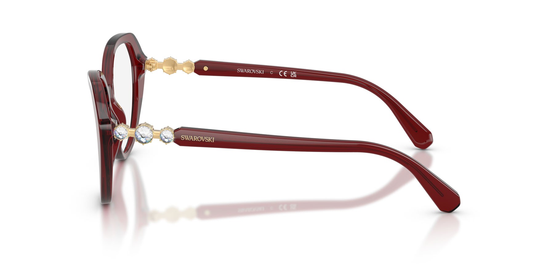 Eyeglasses Swarovski SK 2054 (1073) color borgogna trasparente shape cat eye lenses lente demo