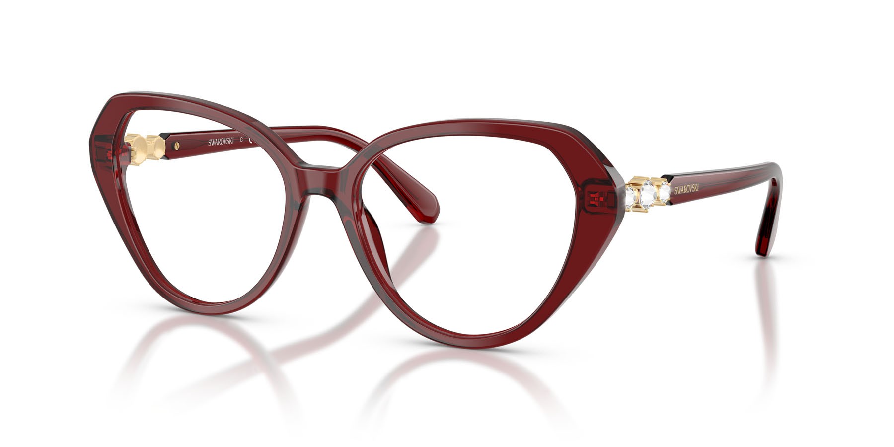 Eyeglasses Swarovski SK 2054 (1073) color borgogna trasparente shape cat eye lenses lente demo