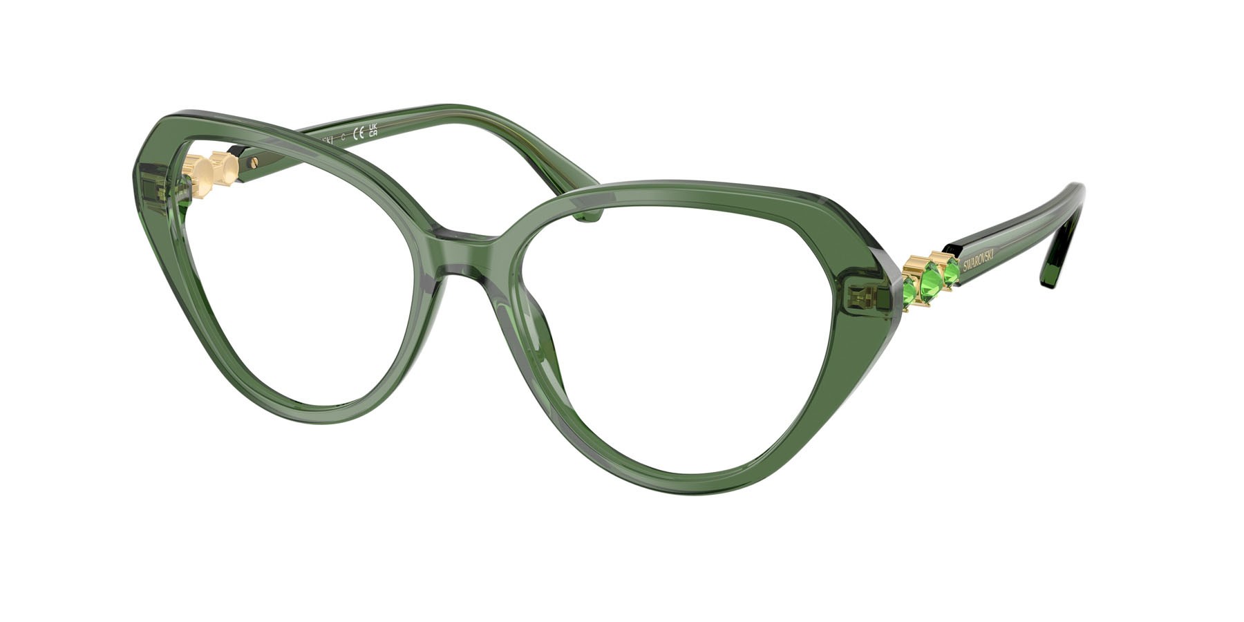 Eyeglasses Swarovski SK 2054 (1085) color verde trasparente shape cat eye lenses lente demo
