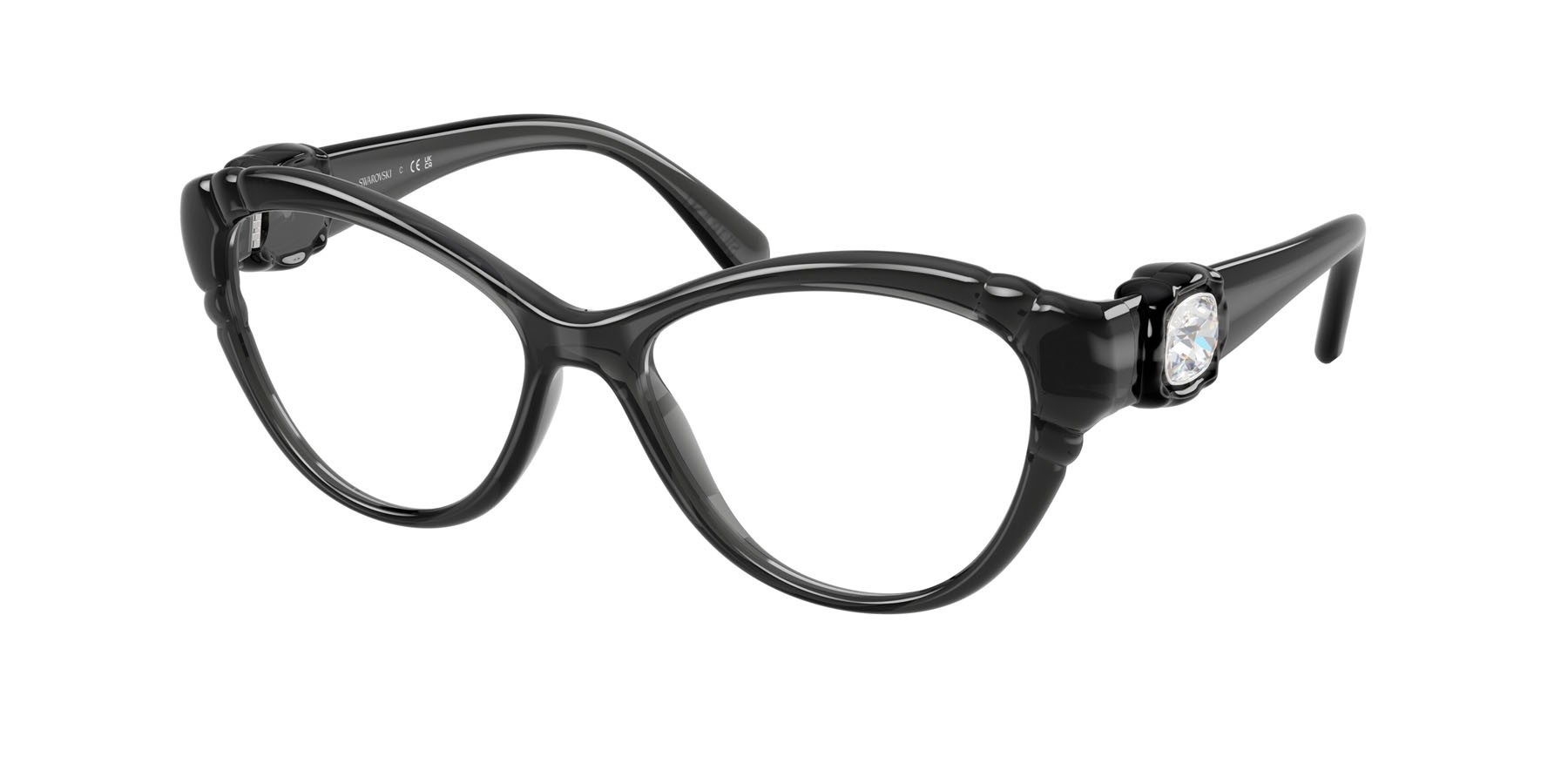 Eyeglasses Swarovski SK 2057 (1087) color grigio scuro shape cat eye lenses lente demo