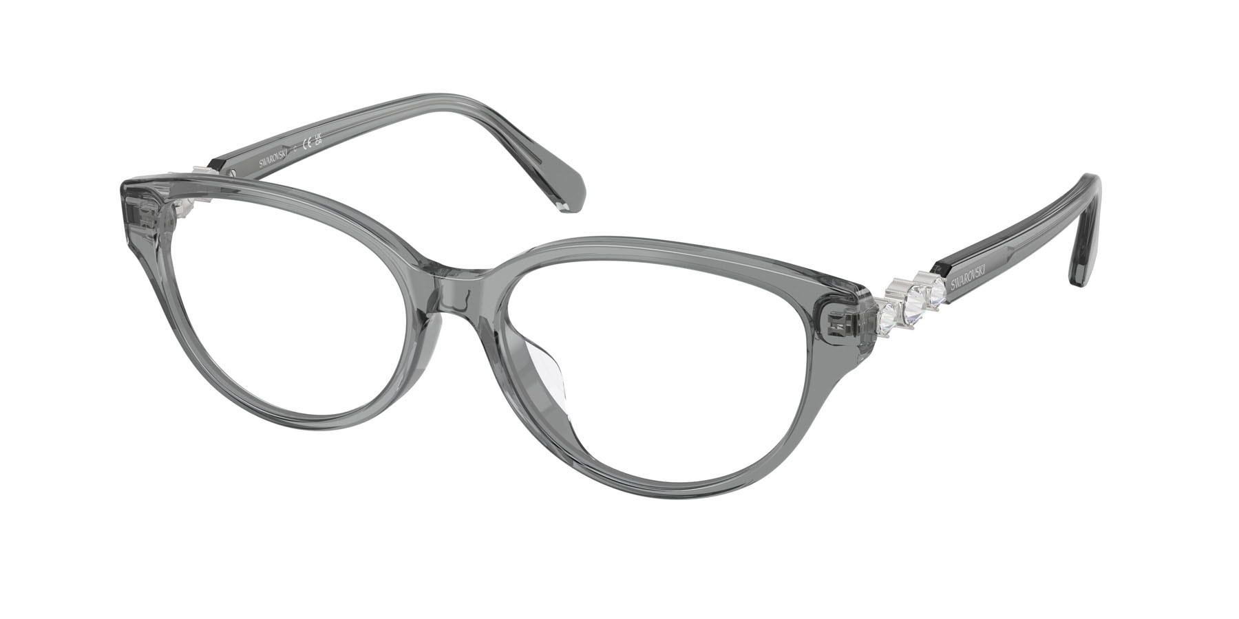 Eyeglasses Swarovski SK 2058D (1062) color grigio scuro trasparente shape pantos lenses lente demo