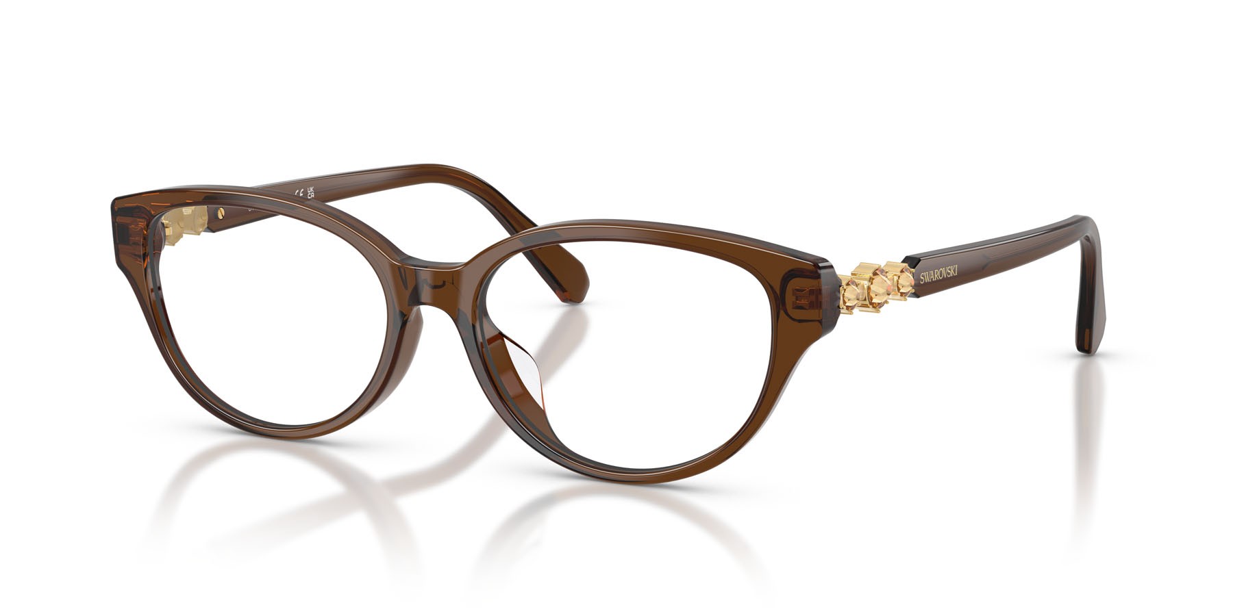 Eyeglasses Swarovski SK 2058D (1084) color marrone trasparente shape pantos lenses lente demo