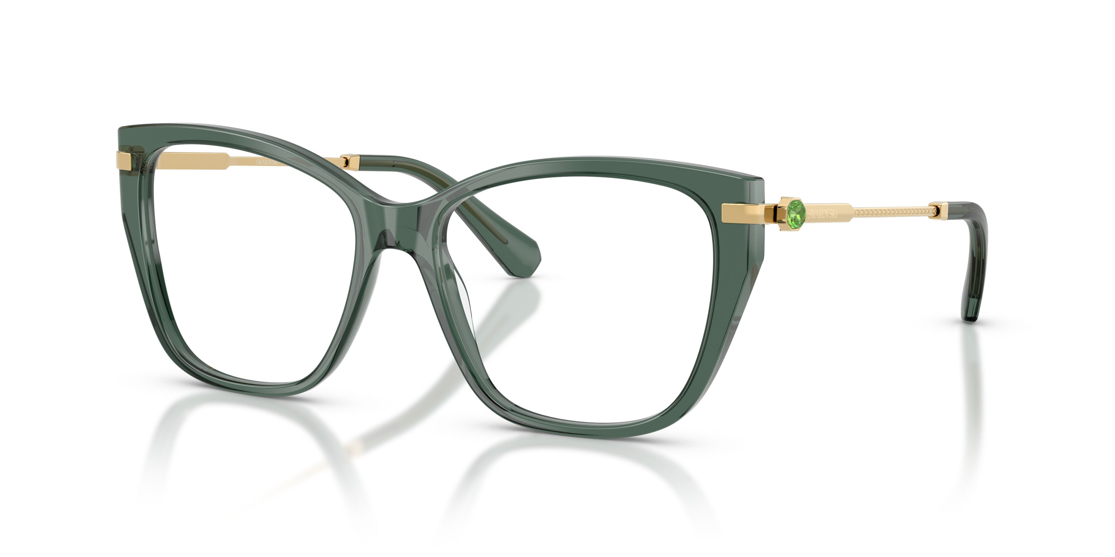 Eyeglasses Swarovski SK 2060 (1043) color verde chiaro trasparente shape cat eye lenses lente demo