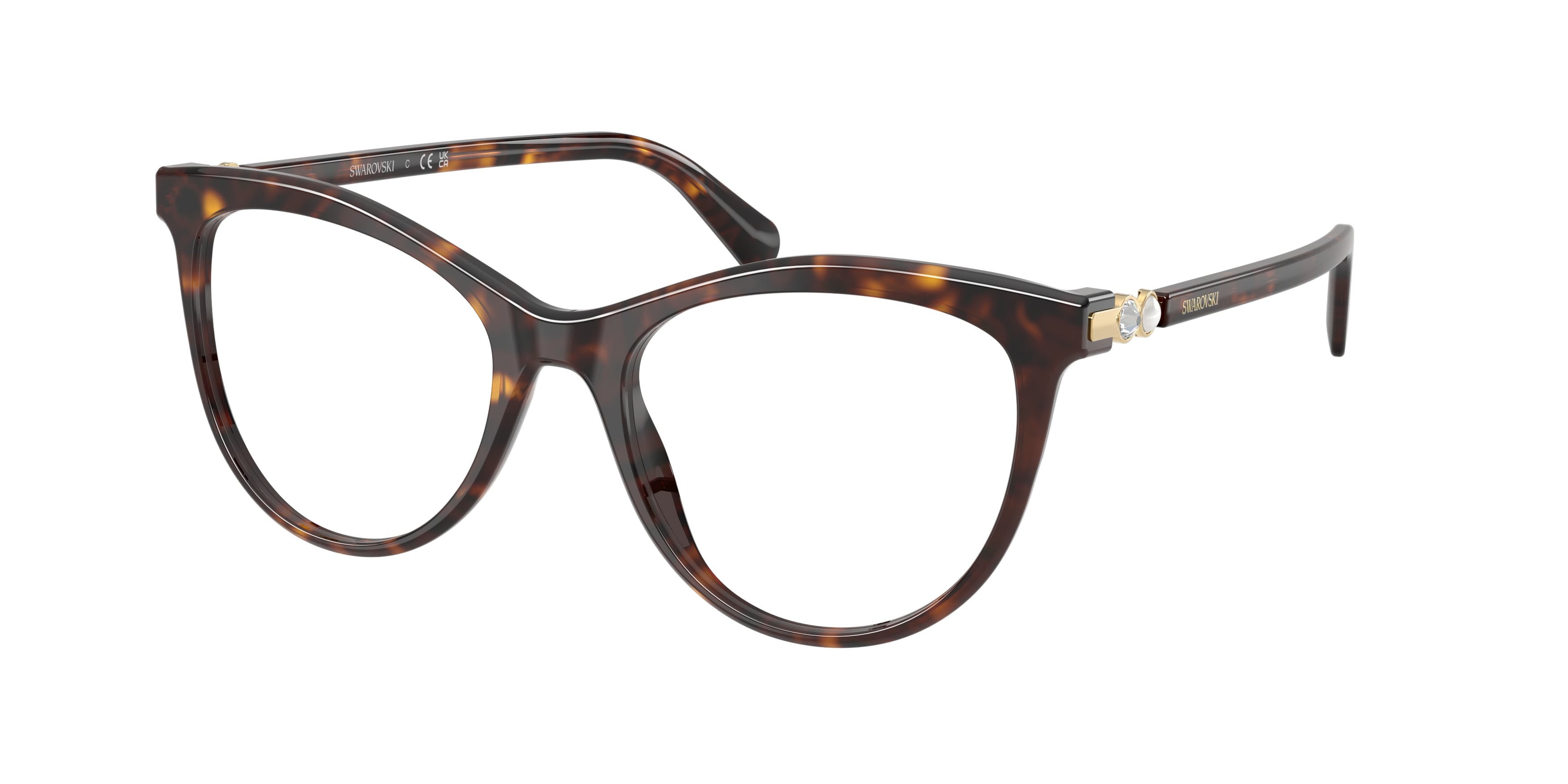 Eyeglasses Swarovski SK 2064 (1002) color havana shape round lenses lente demo