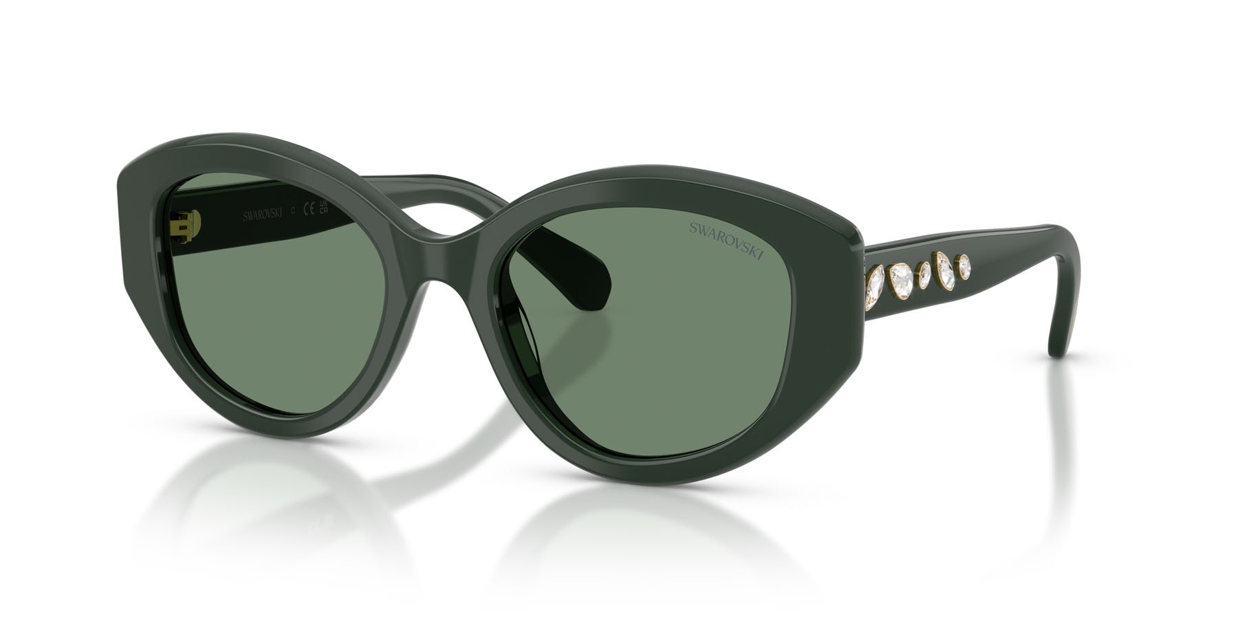 Sunglasses Swarovski SK 6005 (1026M1) color verde scuro shape irregular lenses fotocromatica verde