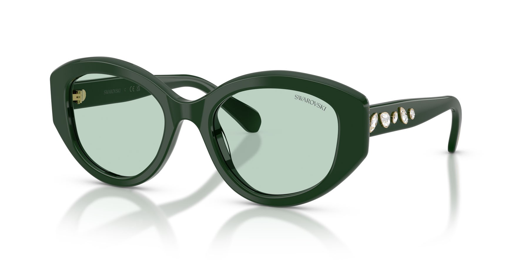 Sunglasses Swarovski SK 6005 (1026M1) color verde scuro shape irregular lenses fotocromatica verde