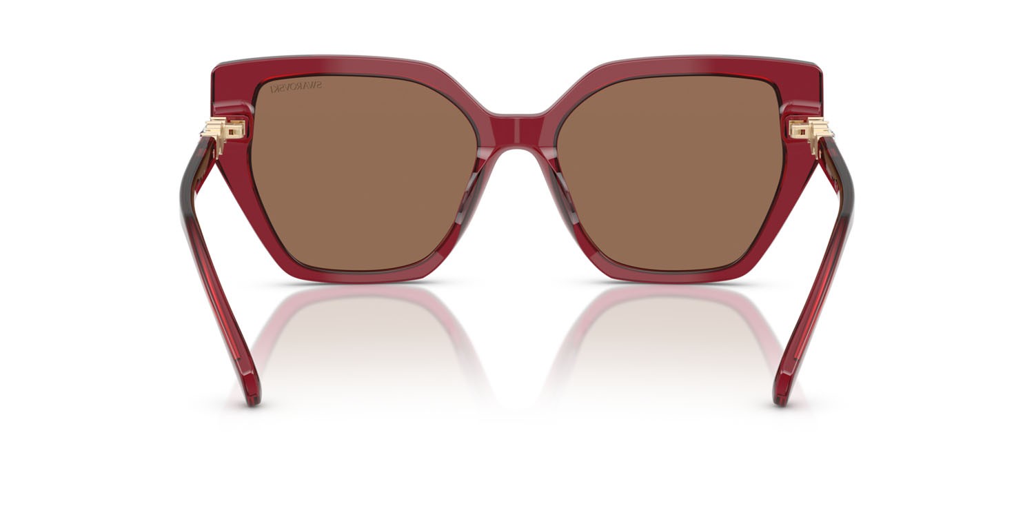 Sunglasses Swarovski SK 6016 (105573) color borgogna trasparente shape irregular lenses marrone scuro
