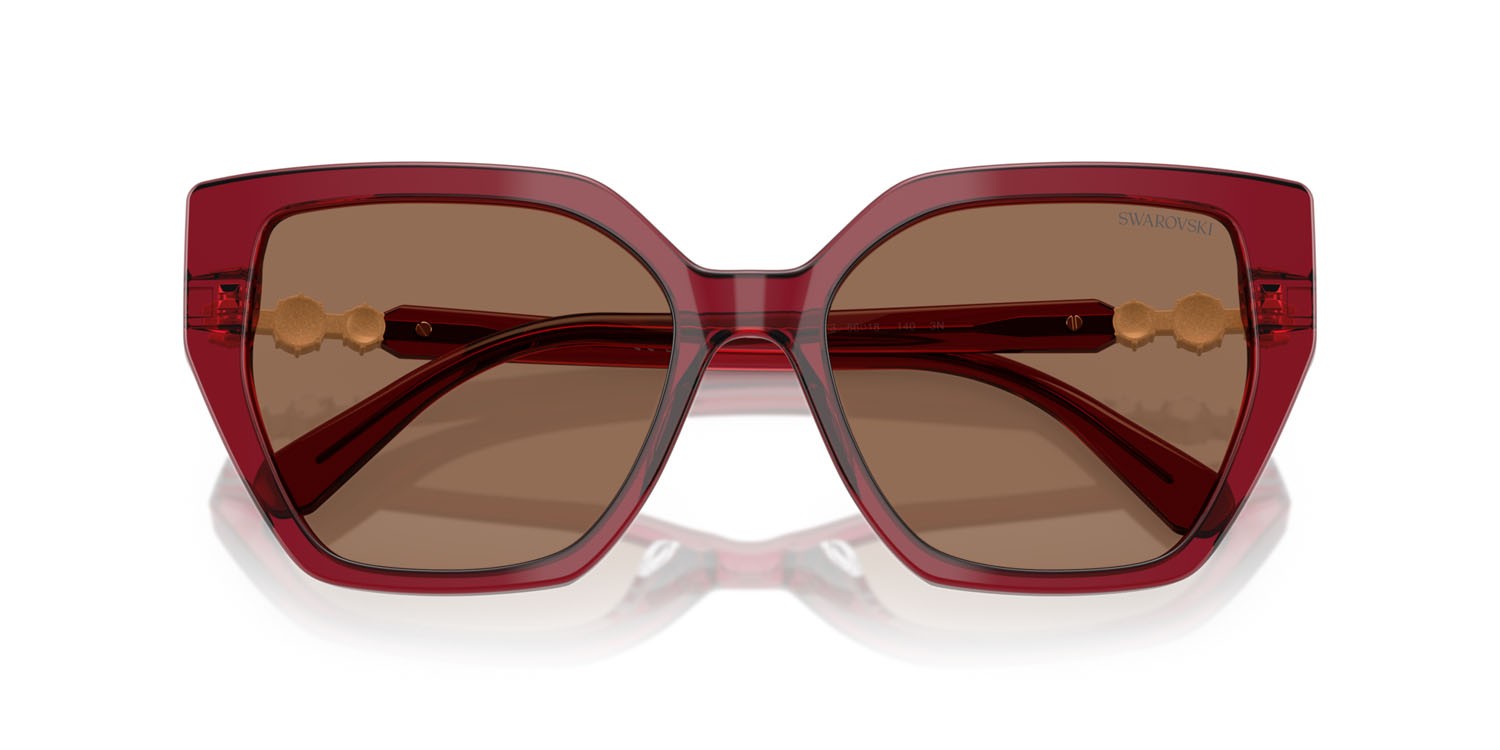 Sunglasses Swarovski SK 6016 (105573) color borgogna trasparente shape irregular lenses marrone scuro