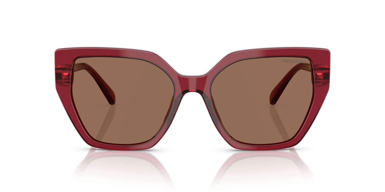 Sunglasses Swarovski SK 6016 (105573) color borgogna trasparente shape irregular lenses marrone scuro