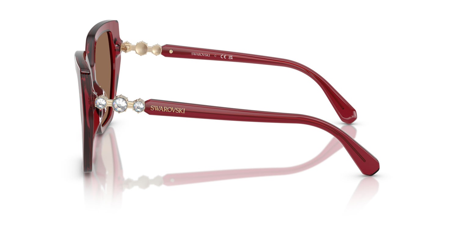 Sunglasses Swarovski SK 6016 (105573) color borgogna trasparente shape irregular lenses marrone scuro