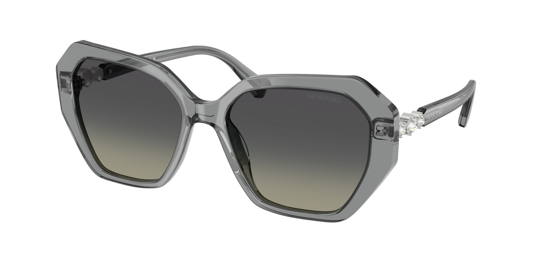 Sunglasses Swarovski SK 6017 (106211) color grigio trasparente shape irregular lenses grigio sfumato