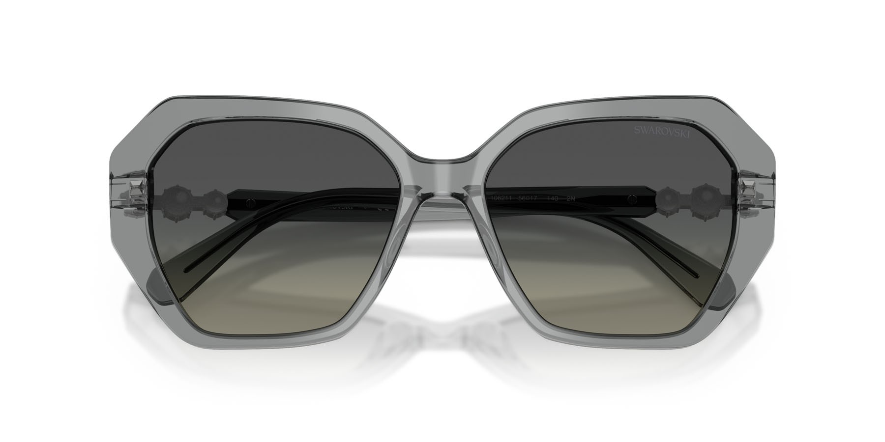 Sunglasses Swarovski SK 6017 (106211) color grigio trasparente shape irregular lenses grigio sfumato