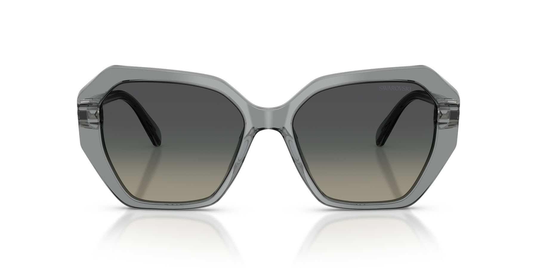 Sunglasses Swarovski SK 6017 (106211) color grigio trasparente shape irregular lenses grigio sfumato