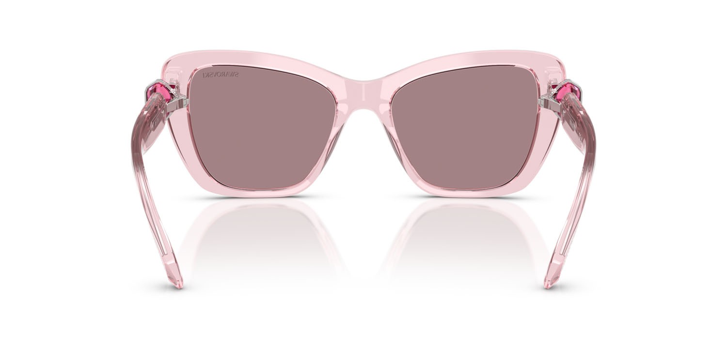 Sunglasses Swarovski SK 6018 (30017N) color rosa trasparente shape cat eye lenses viola chiaro/marrone
