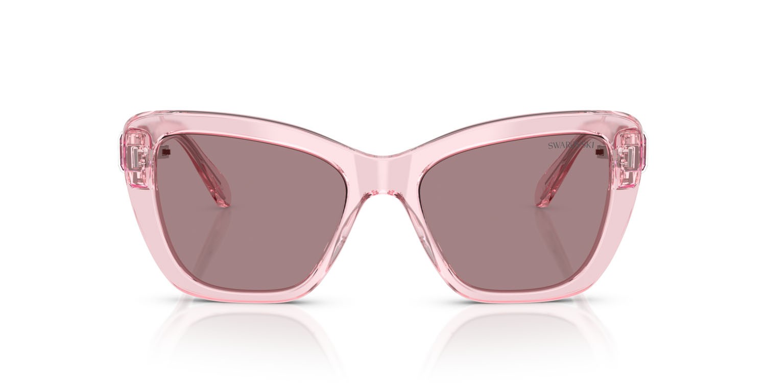 Sunglasses Swarovski SK 6018 (30017N) color rosa trasparente shape cat eye lenses viola chiaro/marrone