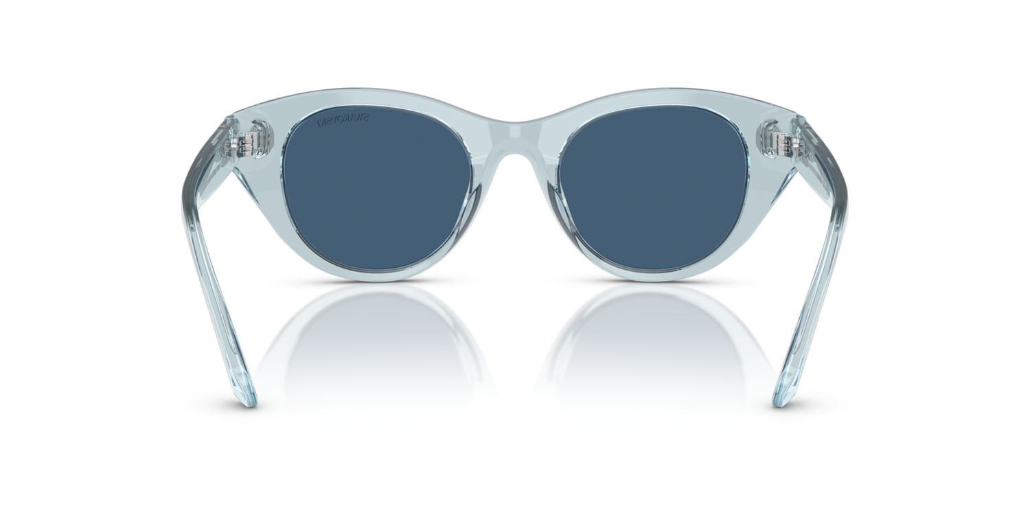 Sunglasses Swarovski SK 6025 (106555) color azzurro trasparente shape round lenses blu scuro