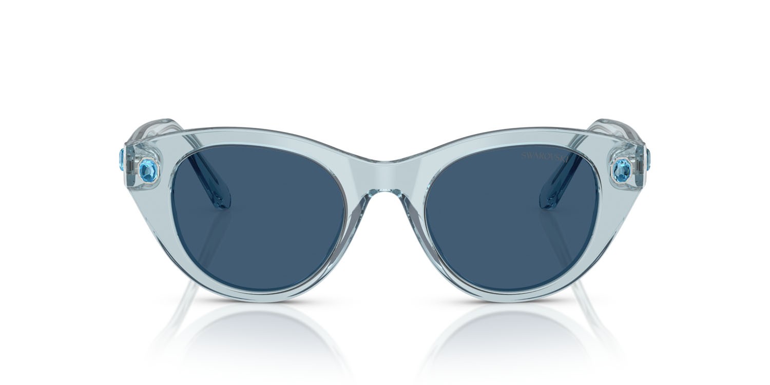 Sunglasses Swarovski SK 6025 (106555) color azzurro trasparente shape round lenses blu scuro
