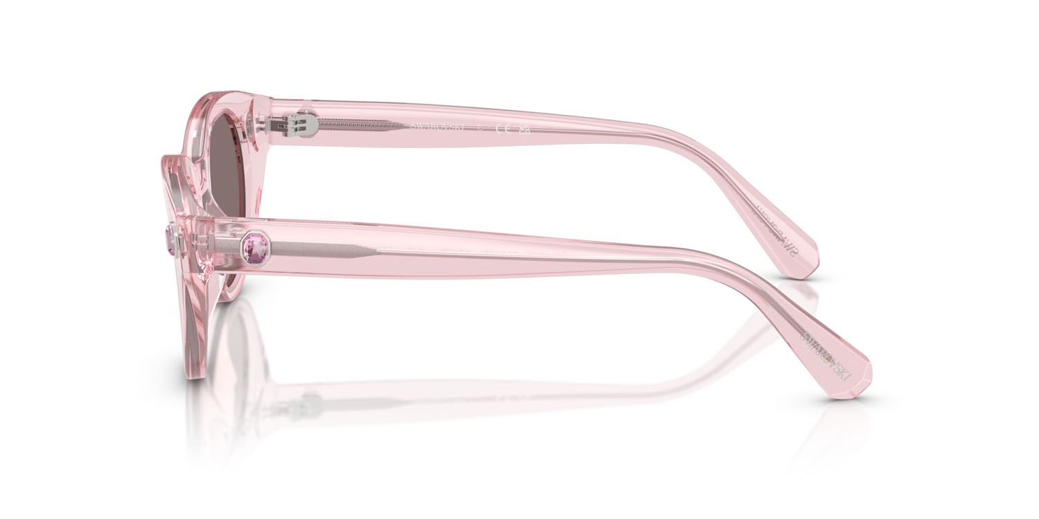 Sunglasses Swarovski SK 6025 (30017N) color rosa trasparente shape round lenses viola chiaro/marrone
