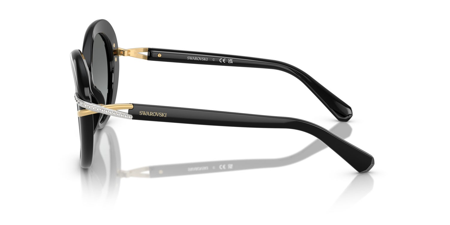 Occhiali da sole Swarovski SK 6026 (100111) colore nero forma farfalla lenti sfumato grigio
