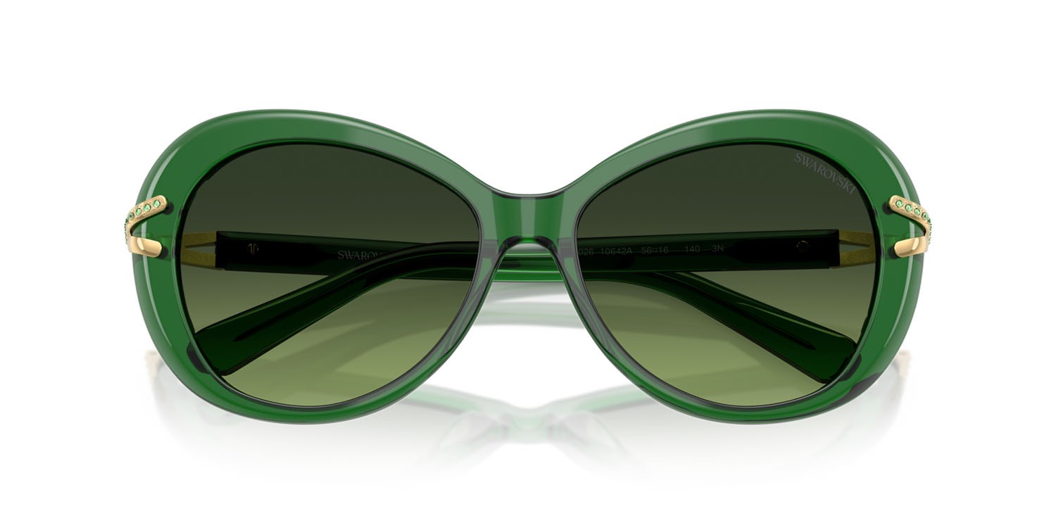Sunglasses Swarovski SK 6026 (10642A) color verde trasparente shape butterfly lenses verde sfumato