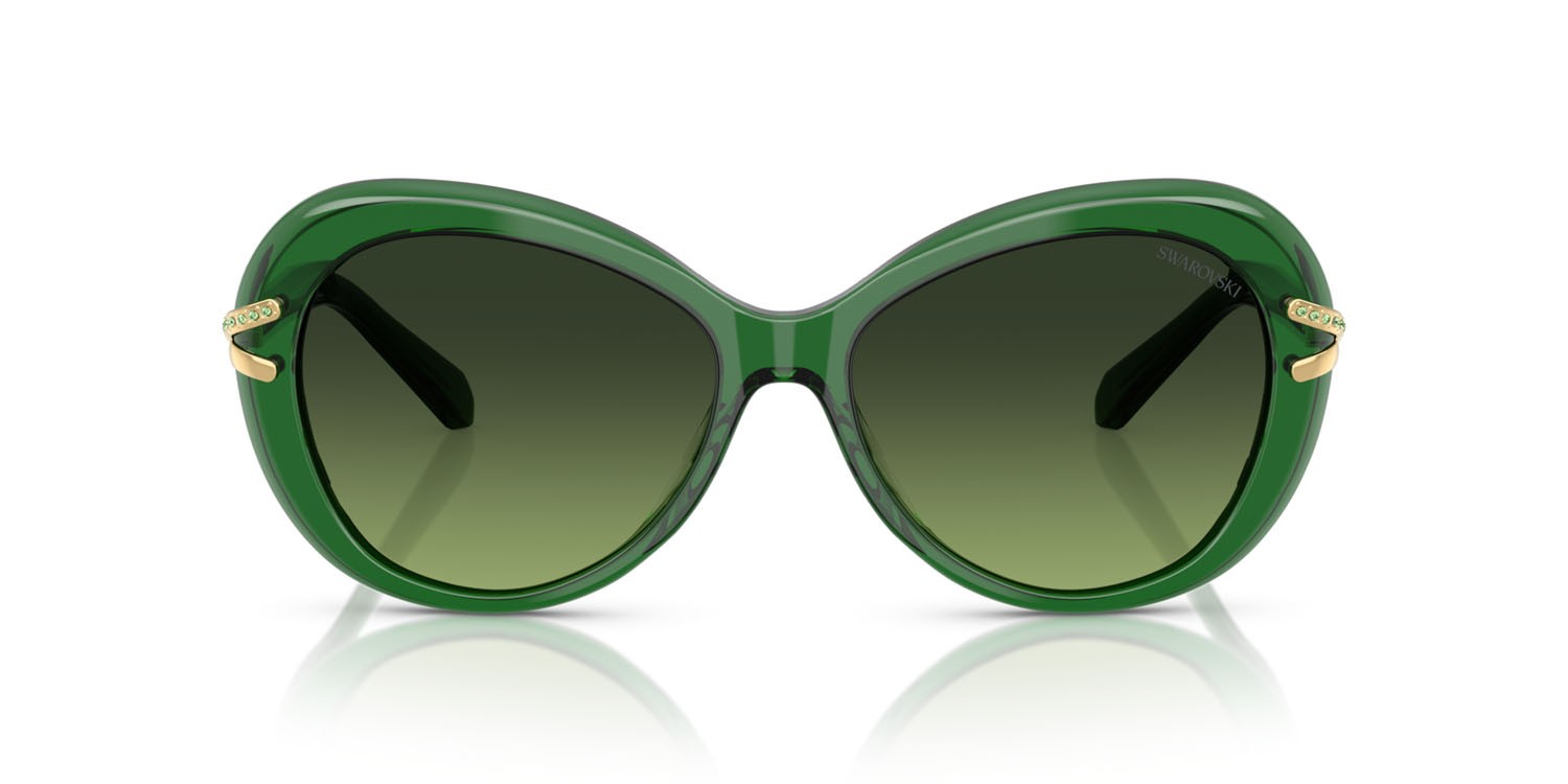 Sunglasses Swarovski SK 6026 (10642A) color verde trasparente shape butterfly lenses verde sfumato