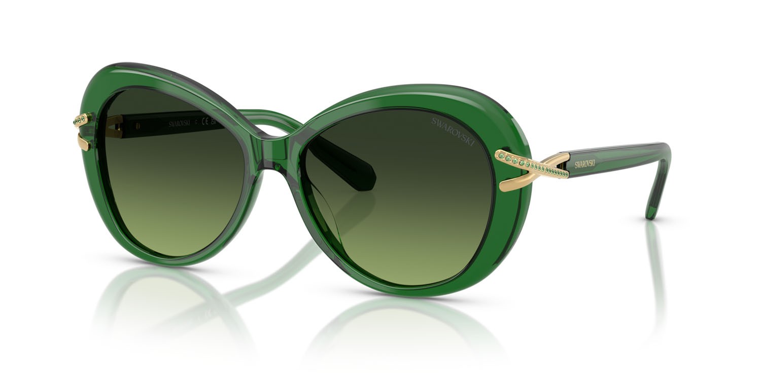 Sunglasses Swarovski SK 6026 (10642A) color verde trasparente shape butterfly lenses verde sfumato