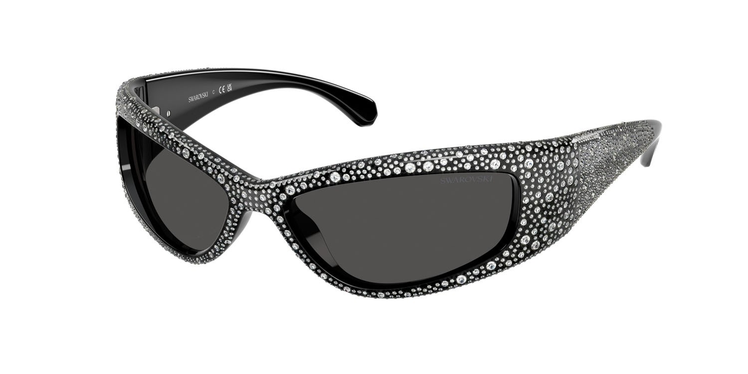 Occhiali da sole Swarovski SK 6027 (100187) colore nero forma irregolare lenti grigio scuro