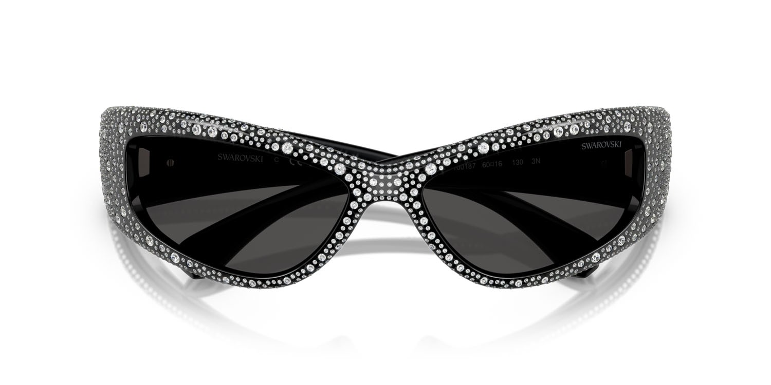 Occhiali da sole Swarovski SK 6027 (100187) colore nero forma irregolare lenti grigio scuro