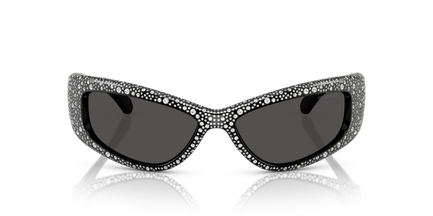 Occhiali da sole Swarovski SK 6027 (100187) colore nero forma irregolare lenti grigio scuro