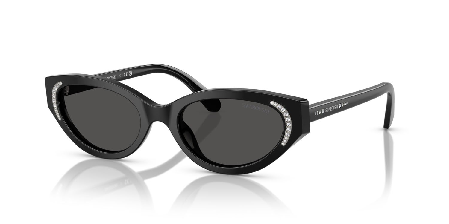 Sunglasses Swarovski SK 6030 (100187) color nero shape round lenses grigio scuro