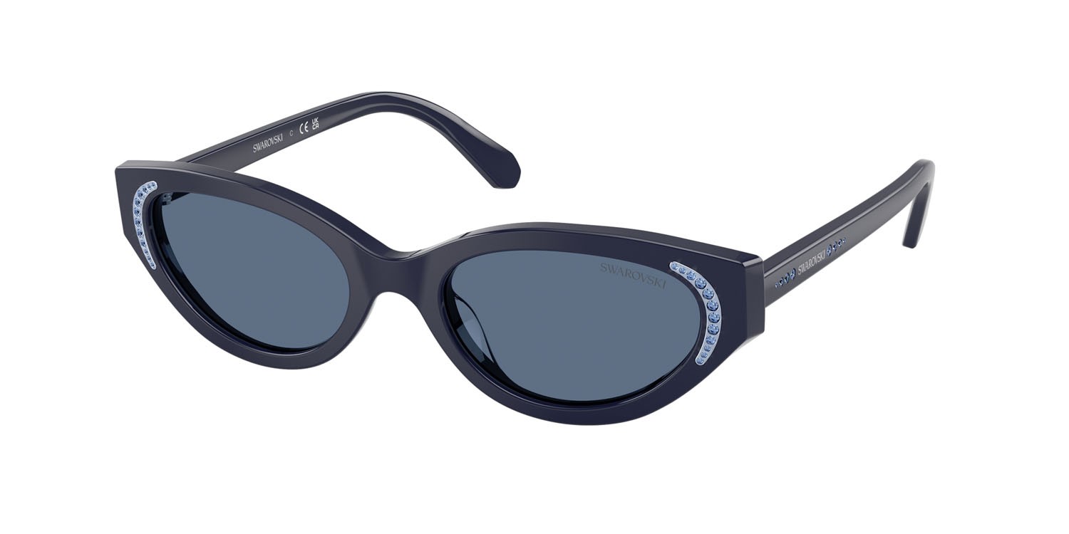 Sunglasses Swarovski SK 6030 (100455) color blu shape round lenses blu scuro