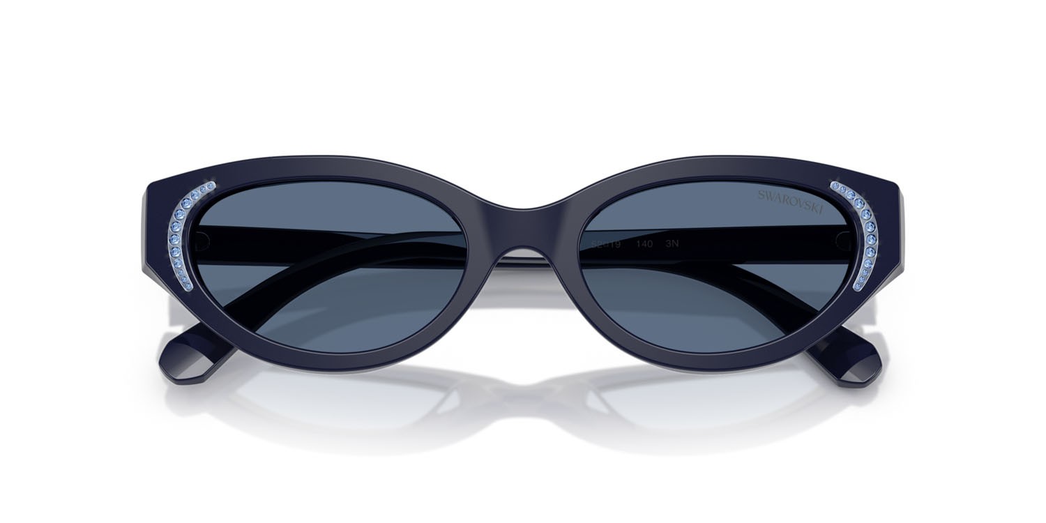 Sunglasses Swarovski SK 6030 (100455) color blu shape round lenses blu scuro