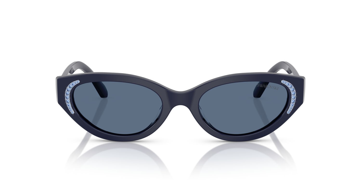 Sunglasses Swarovski SK 6030 (100455) color blu shape round lenses blu scuro
