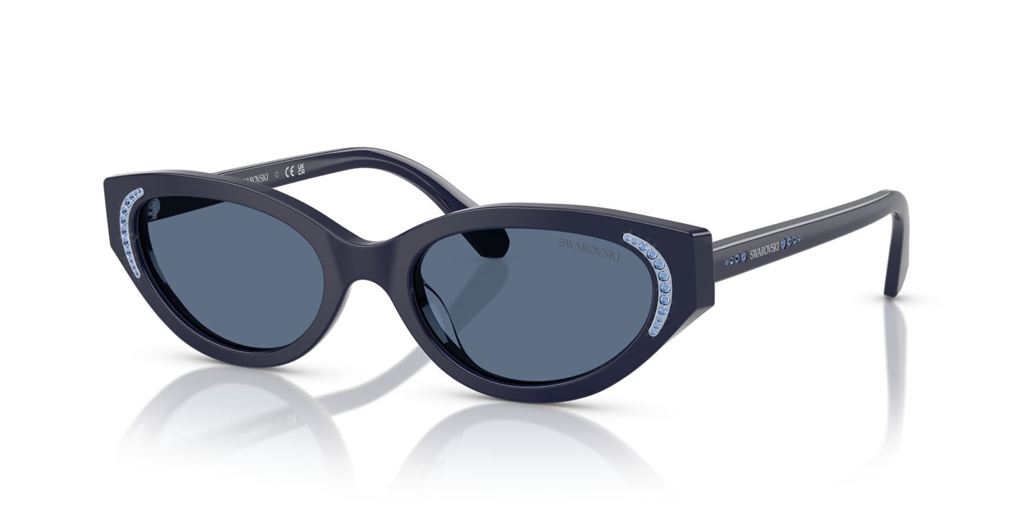 Sunglasses Swarovski SK 6030 (100455) color blu shape round lenses blu scuro